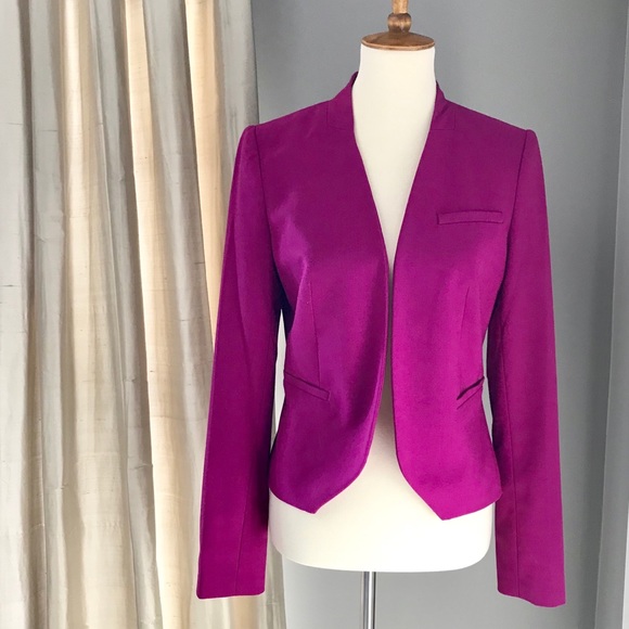 The Limited Jackets & Blazers - The Limited Collarless fitted purple blazer